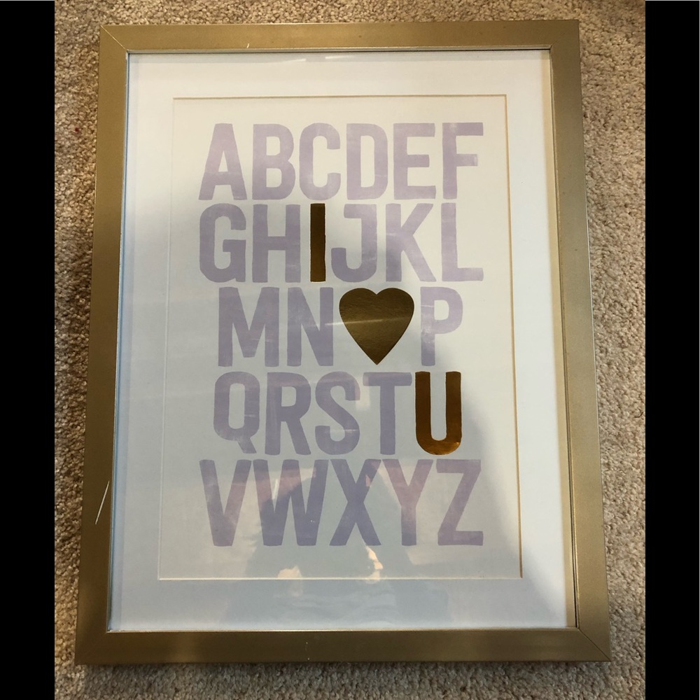 Hobby Lobby alphabet print- painted gold frame